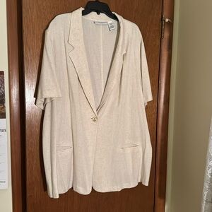 Women’s Plus size 24W Sag Harbor Stretch Short Sleeve Cream/Beige Blazer